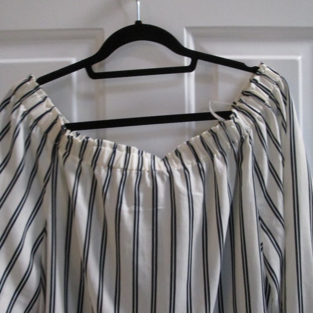 J. CREW Mercantile striped off shoulder blouse - Picture 10 of 14
